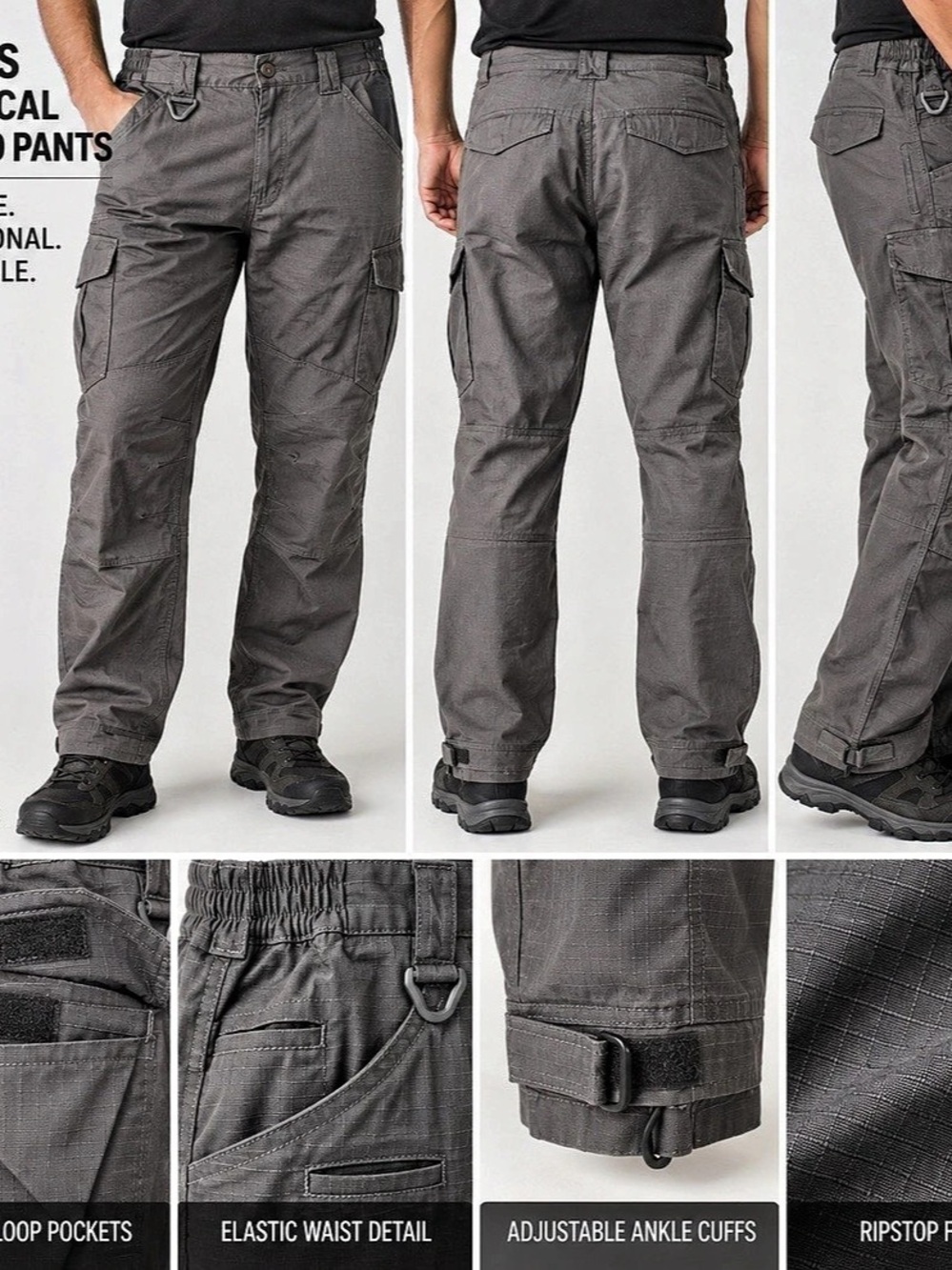 Outdoor Sports Tactical Cargo Pants Men's Gray Cargo Pants Waist 40 x 30